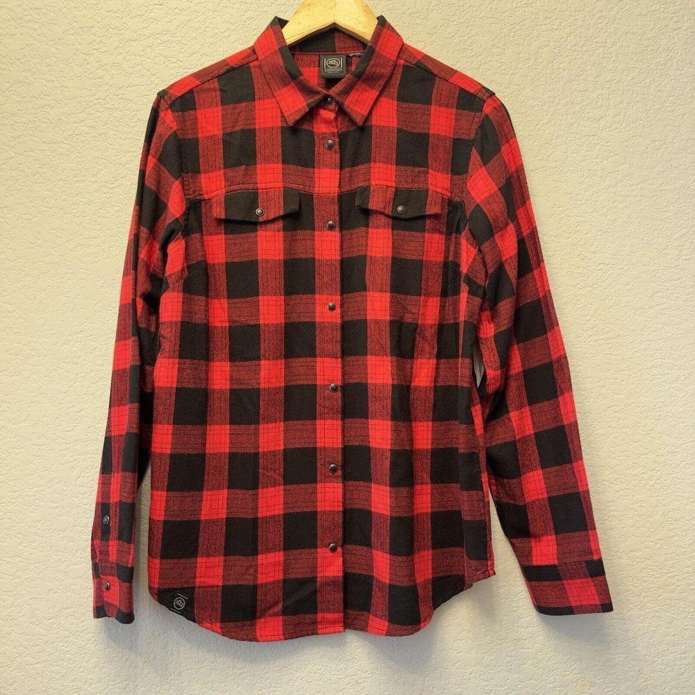 Stormtech Performance Mens Red Black Buffalo Plaid Snap Front Flannel SFX-1W L